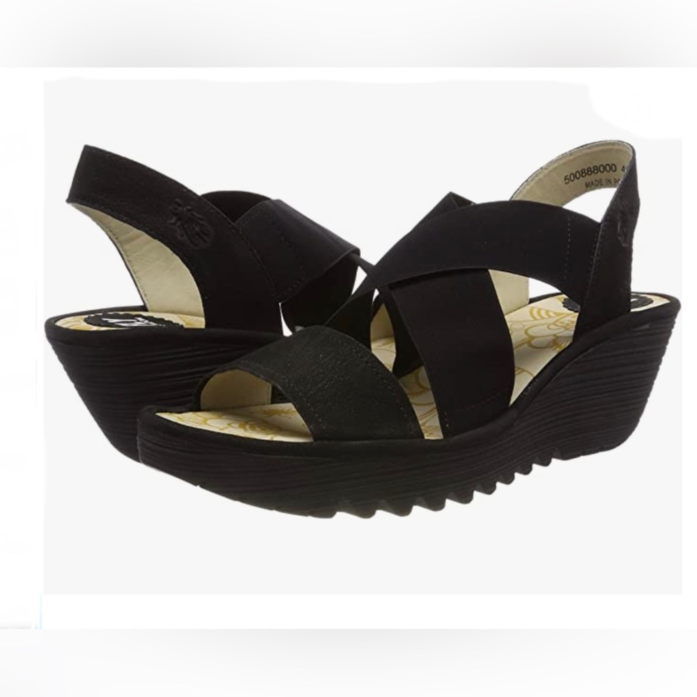 NWT- Fly London ‘Yaji Cupido’ Leather Wedge Sandal